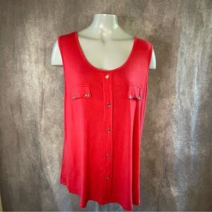Elegant Red Button-Front Tank Top